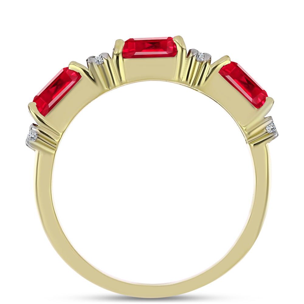 Anillo de Plata Bañada en Oro con Ágata Roja y Topacio Blanco 3 