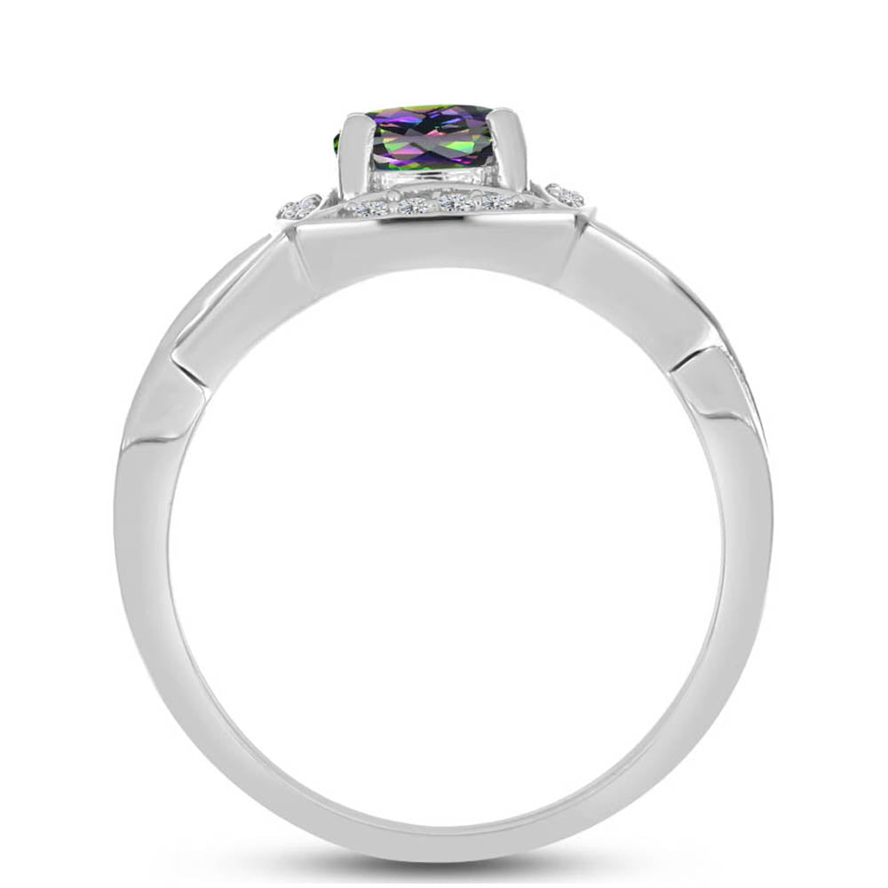 Anillo de Plata con Cuarzo Místico Verde de Brasil y Topacio Blanco 2 