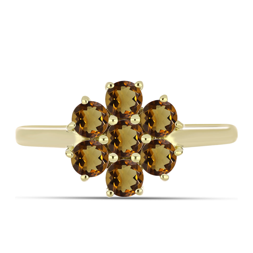 Anillo de Plata Bañada en Oro con Cuarzo Coñac 1 