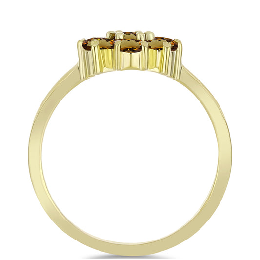 Anillo de Plata Bañada en Oro con Cuarzo Coñac