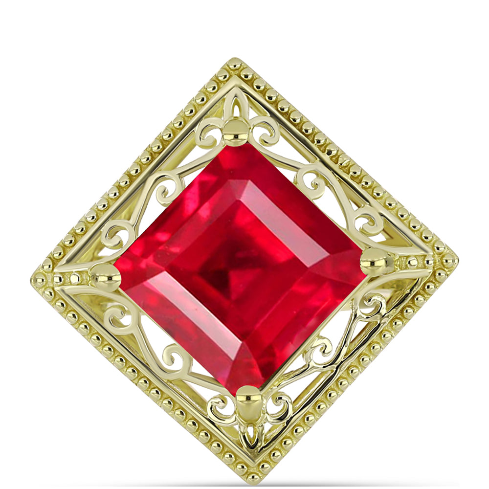 Anillo de Plata Bañada en Oro con Ágata Roja