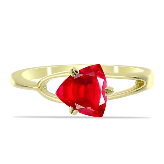 Anillo de Plata Bañada en Oro con Ágata Roja