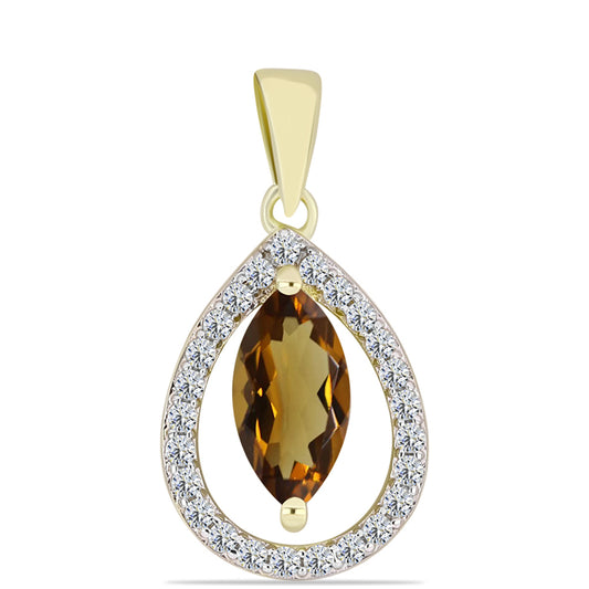 Colgante de Plata Bañada en Oro con Cuarzo Coñac y Topacio Blanco