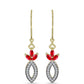 Pendientes de Plata Bañada en Oro con Ágata Roja y Topacio Blanco