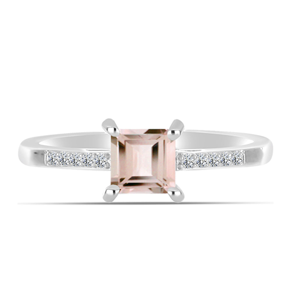 Anillo de Plata con Morganita de Gozareh y Topacio Blanco 1 