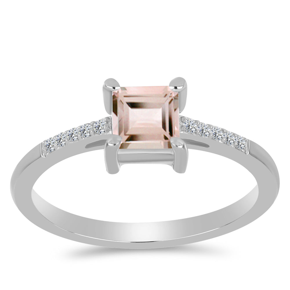 Anillo de Plata con Morganita de Gozareh y Topacio Blanco