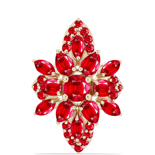 Anillo de Plata Bañada en Oro con Ágata Roja