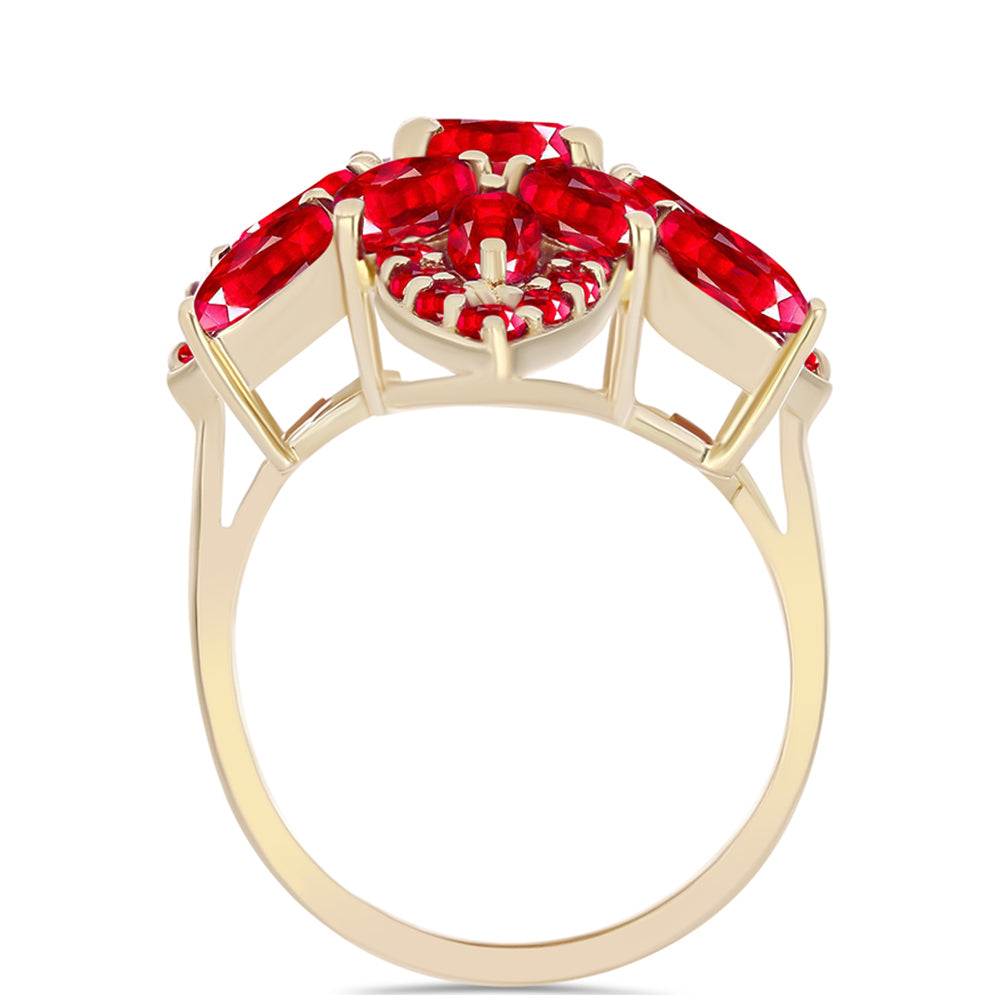 Anillo de Plata Bañada en Oro con Ágata Roja 2 