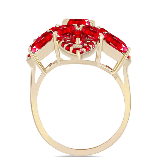 Anillo de Plata Bañada en Oro con Ágata Roja