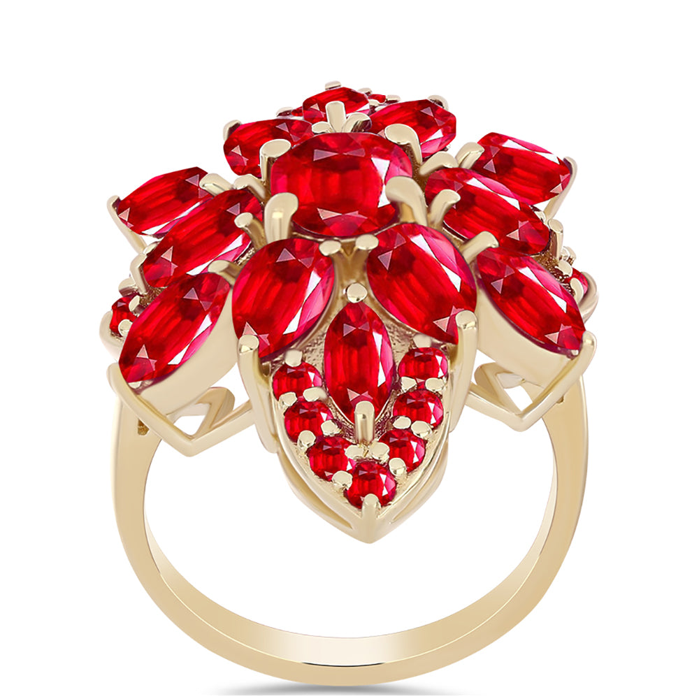 Anillo de Plata Bañada en Oro con Ágata Roja 3 