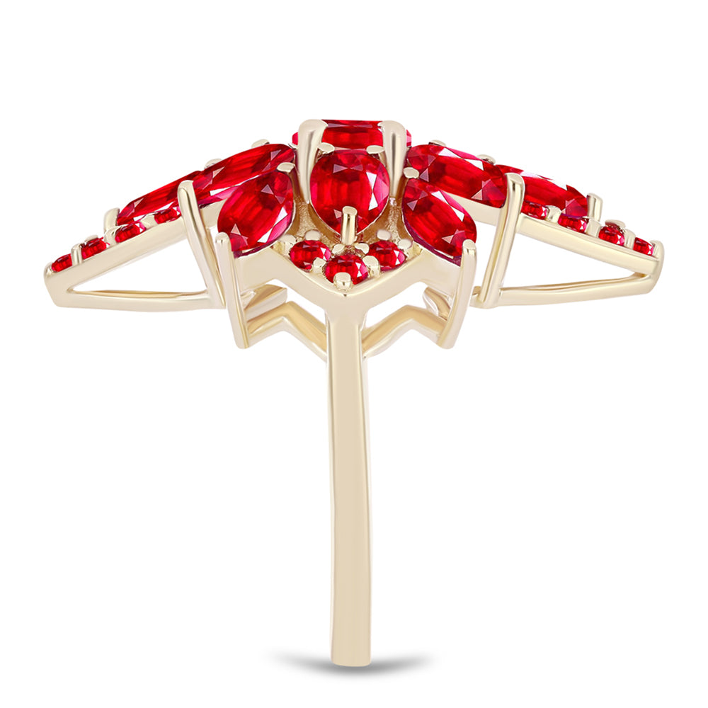 Anillo de Plata Bañada en Oro con Ágata Roja 4 