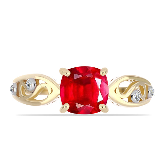 Anillo de Plata Bañada en Oro con Ágata Roja y Topacio Blanco