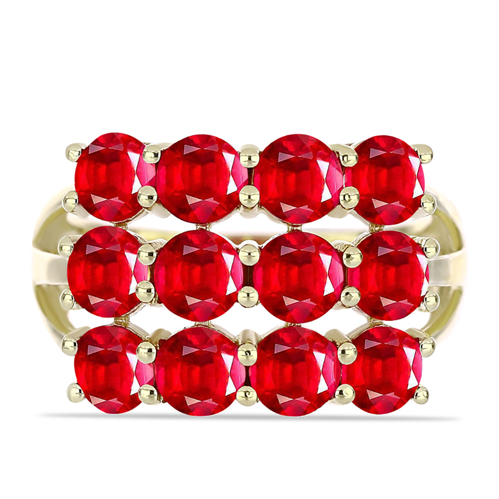 Anillo de Plata Bañada en Oro con Ágata Roja