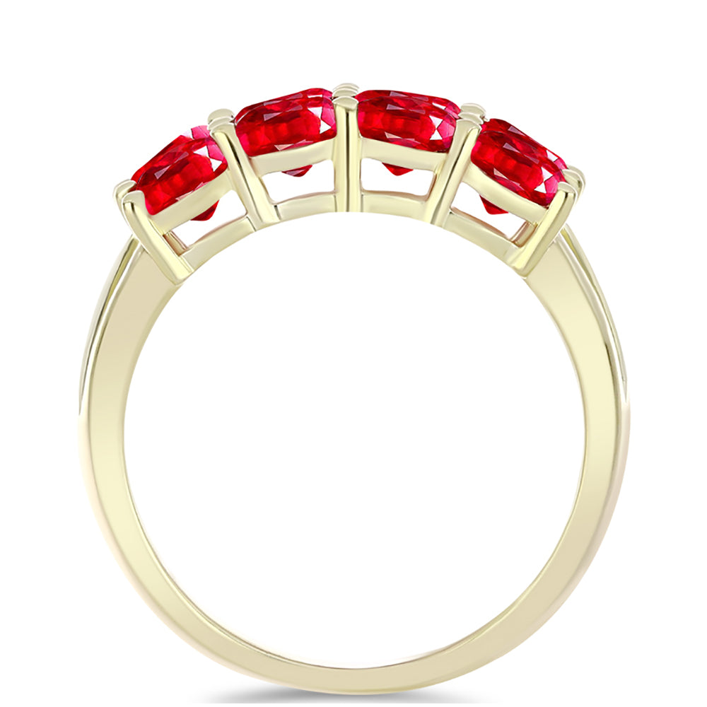 Anillo de Plata Bañada en Oro con Ágata Roja