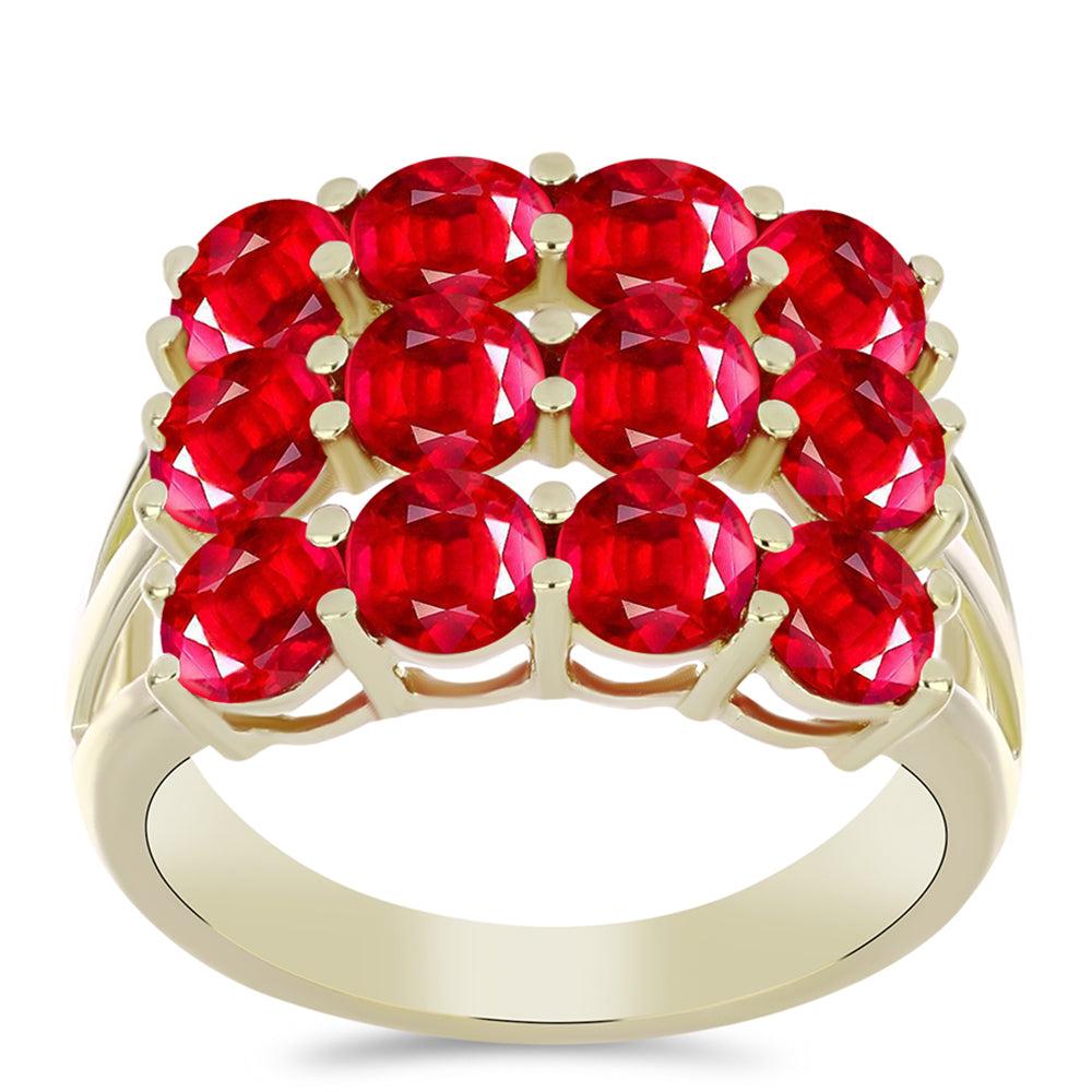 Anillo de Plata Bañada en Oro con Ágata Roja