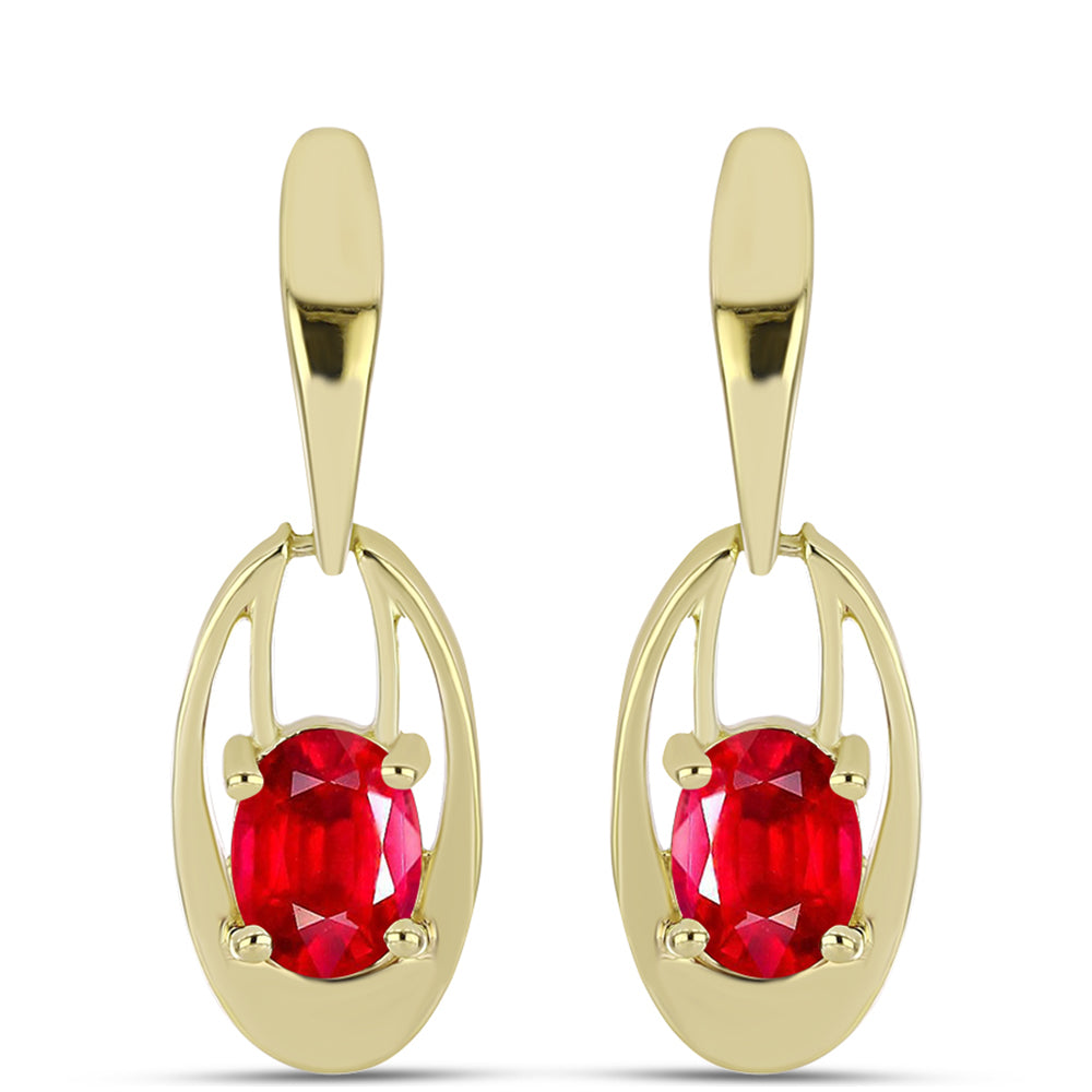 Pendientes de Plata Bañada en Oro con Ágata Roja 1 