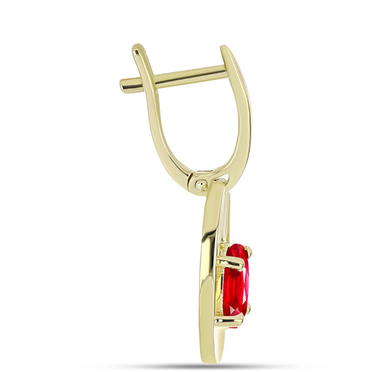 Pendientes de Plata Bañada en Oro con Ágata Roja