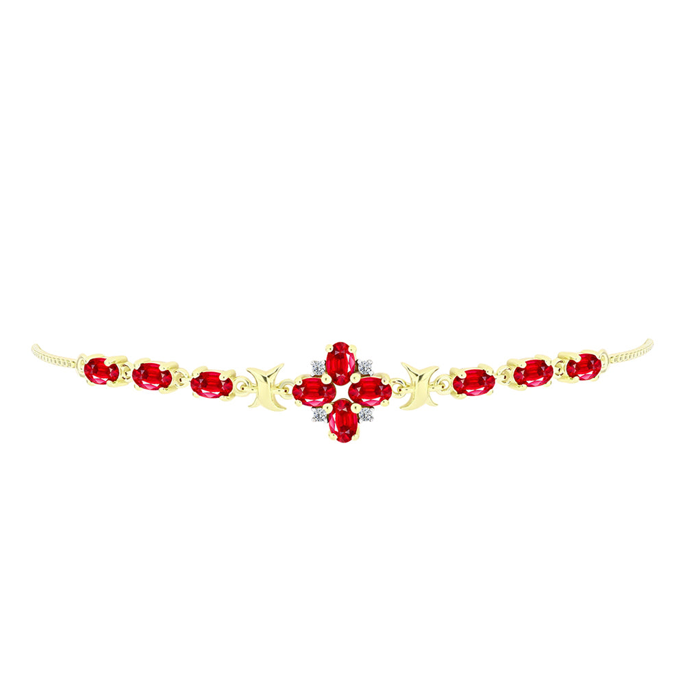Pulsera de Plata Bañada en Oro con Ágata Roja y Topacio Blanco 2 