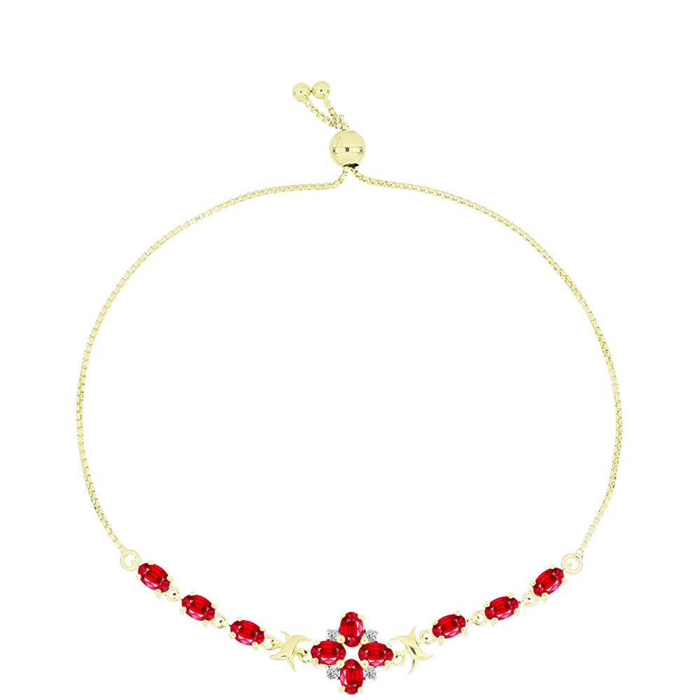 Pulsera de Plata Bañada en Oro con Ágata Roja y Topacio Blanco 1 