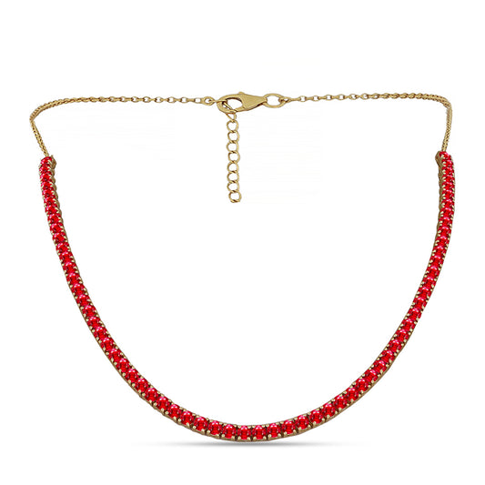 Collar de Plata Bañada en Oro con Ágata Roja