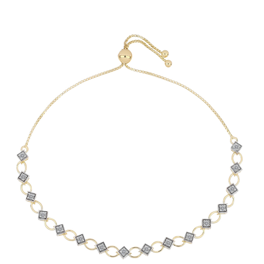 Pulsera de Plata Bañada en Oro con Diamante certificado y cultivado en laboratorio
