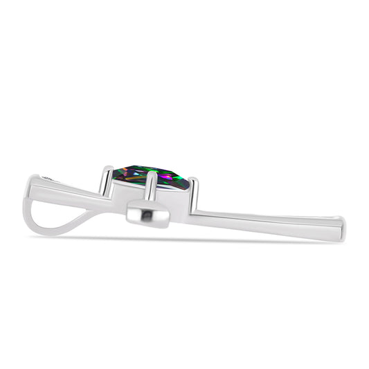 Cruz Colgante de Plata con Cuarzo Místico Verde de Brasil y Topacio Blanco