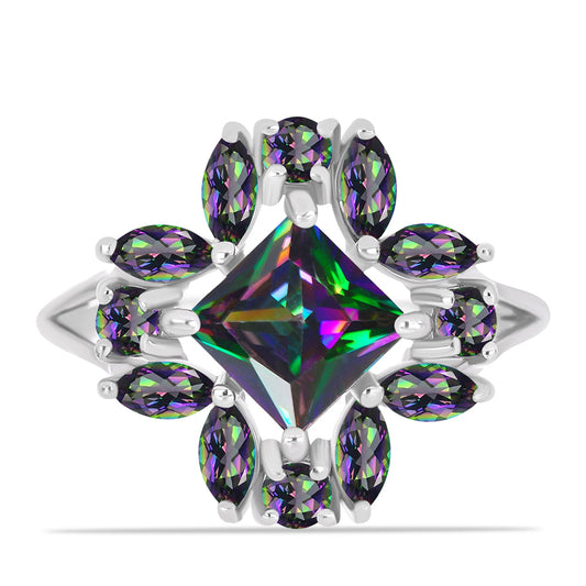 Anillo de Plata con Cuarzo Místico Verde de Brasil