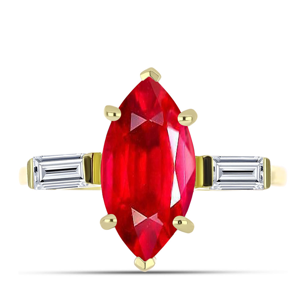 Anillo de Plata Bañada en Oro con Ágata Roja y Topacio Blanco