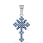 Cruz Colgante de Plata con Moisanita azul océano