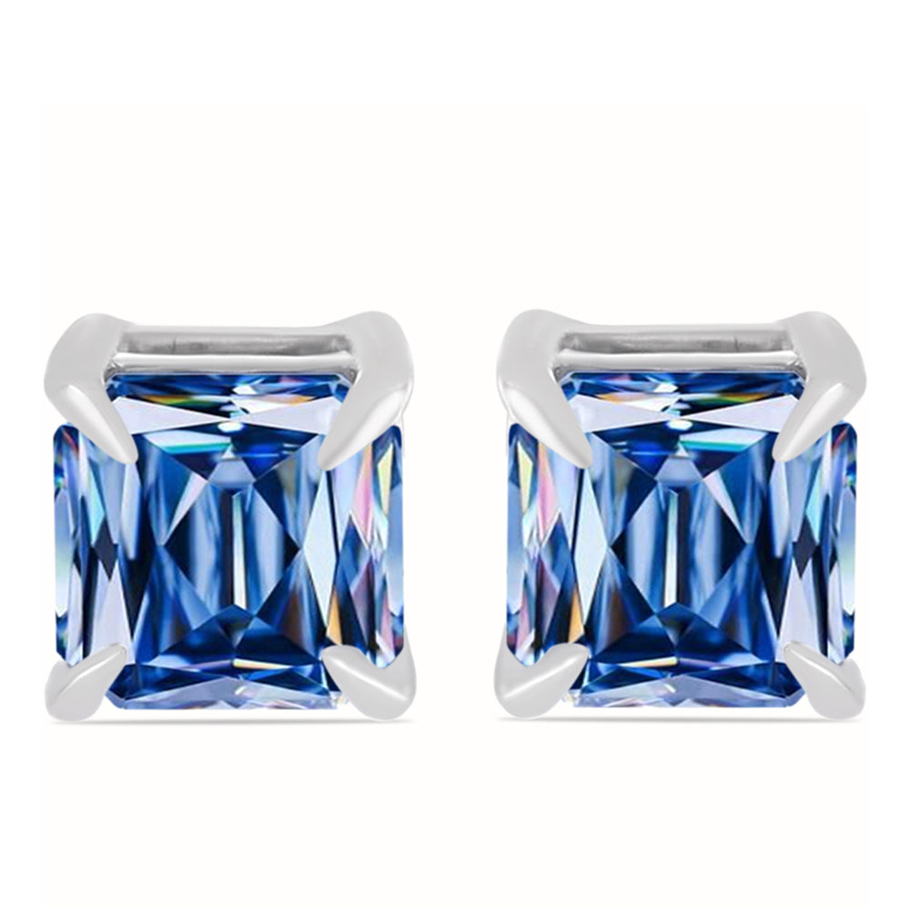 Pendientes de Plata con Moisanita azul océano