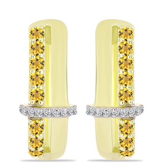 Pendientes de Plata Bañada en Oro con Cuarzo Coñac y Topacio Blanco