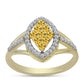 Anillo de Plata Bañada en Oro con Cuarzo Coñac y Topacio Blanco