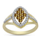 Anillo de Plata Bañada en Oro con Cuarzo Coñac y Topacio Blanco