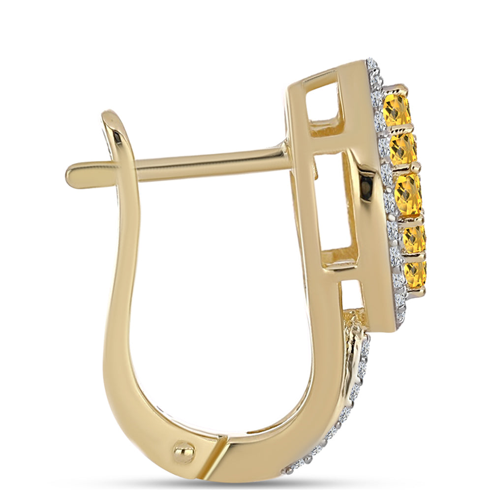 Pendientes de Plata Bañada en Oro con Cuarzo Coñac y Topacio Blanco