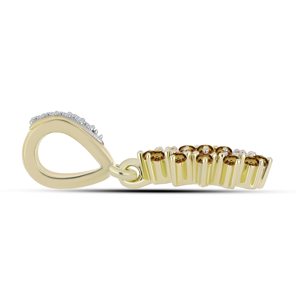 Colgante de Plata Bañada en Oro con Cuarzo Coñac y Topacio Blanco 4 