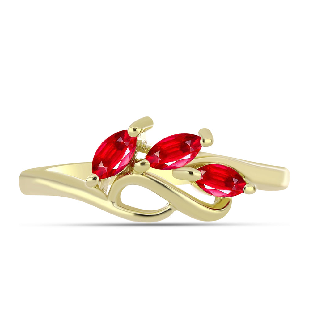 Anillo de Plata Bañada en Oro con Ágata Roja 1 