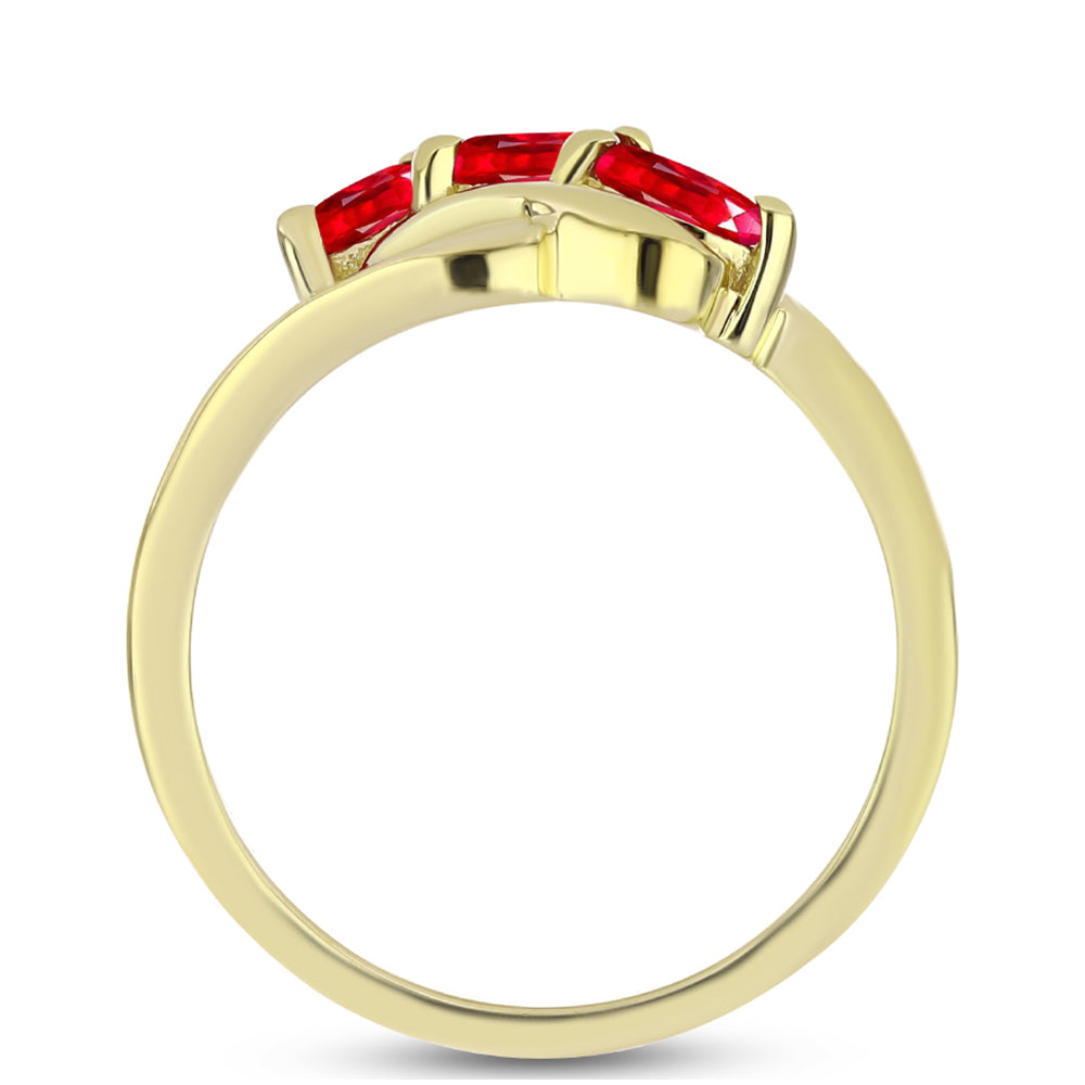 Anillo de Plata Bañada en Oro con Ágata Roja 2 