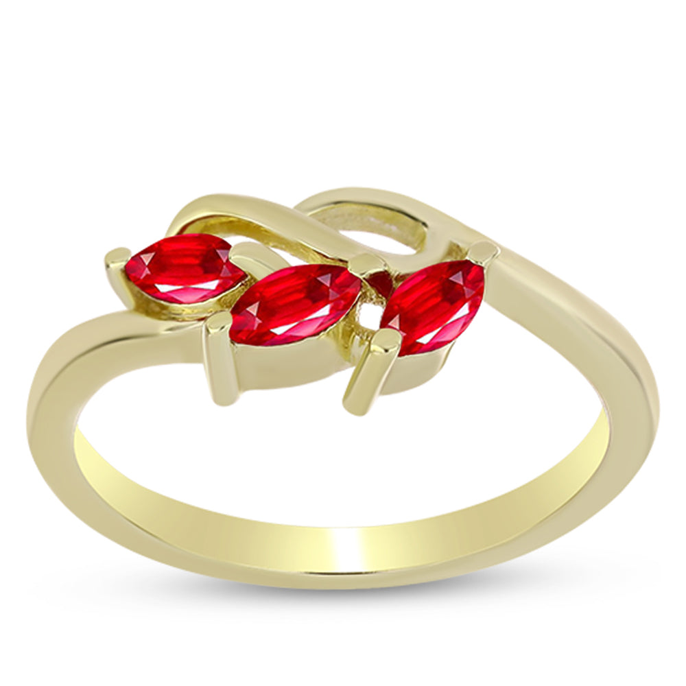 Anillo de Plata Bañada en Oro con Ágata Roja 3 