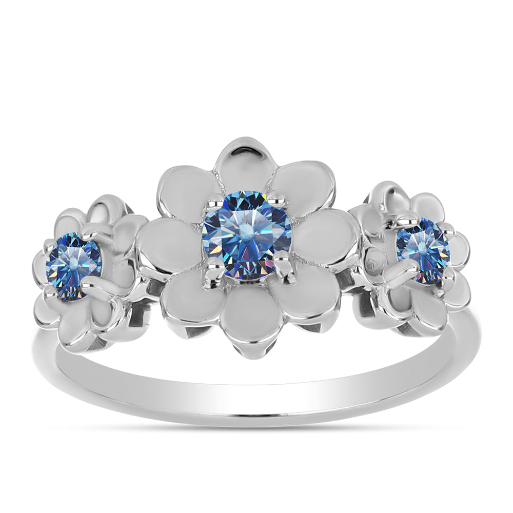 Anillo de Plata con Moisanita azul océano