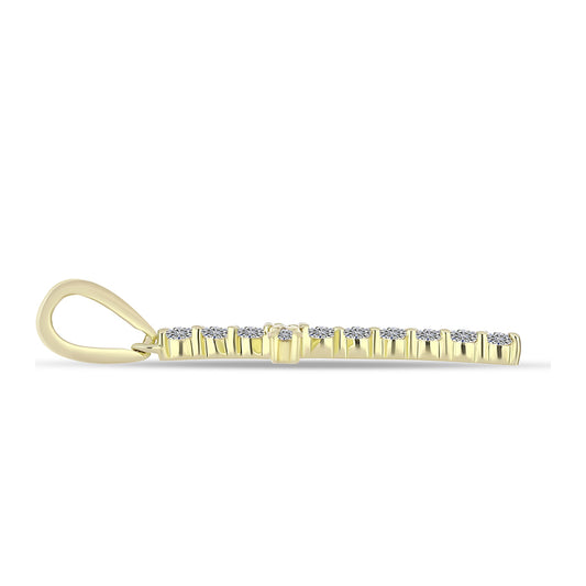 Cruz Colgante de Plata Bañada en Oro con Diamante certificado y cultivado en laboratorio