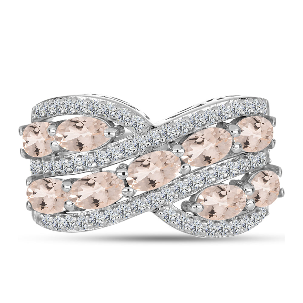 Anillo de Plata con Morganita de Gozareh y Topacio Blanco