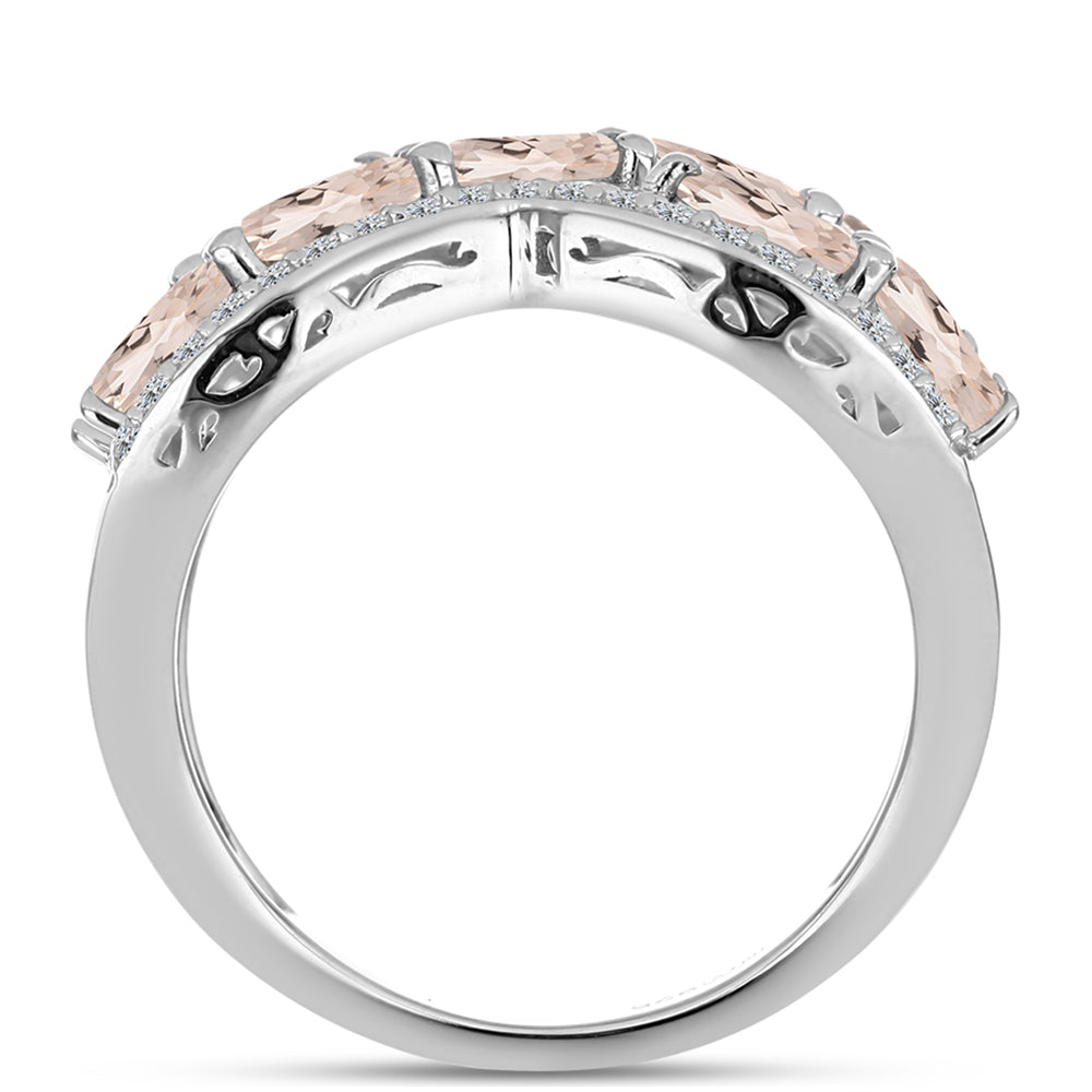 Anillo de Plata con Morganita de Gozareh y Topacio Blanco