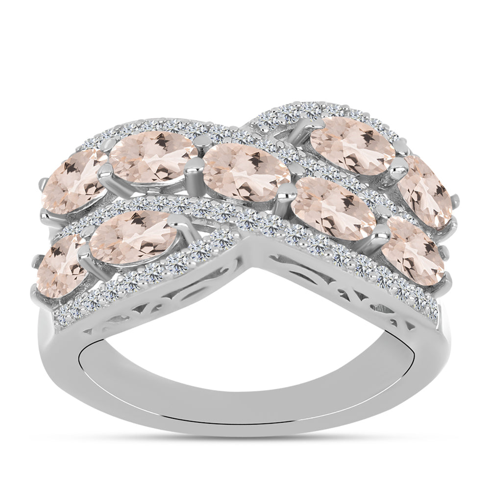 Anillo de Plata con Morganita de Gozareh y Topacio Blanco 3 