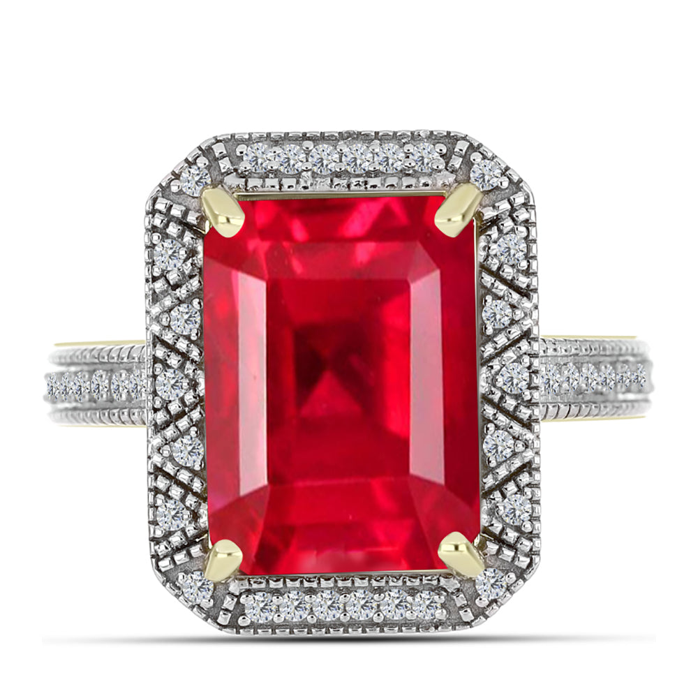 Anillo de Plata Bañada en Oro con Ágata Roja y Topacio Blanco