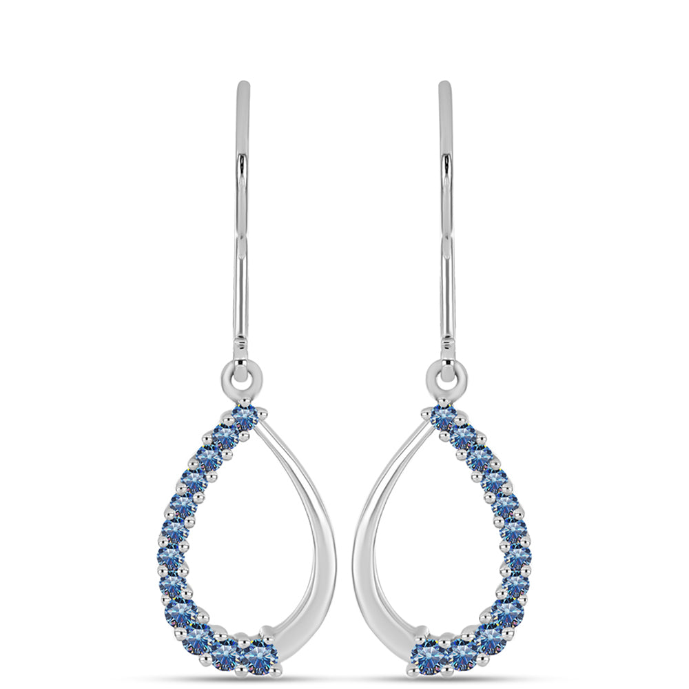 Pendientes de Plata con Moisanita azul océano 1 