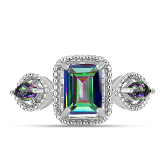 Anillo de Plata con Cuarzo Místico Verde de Brasil