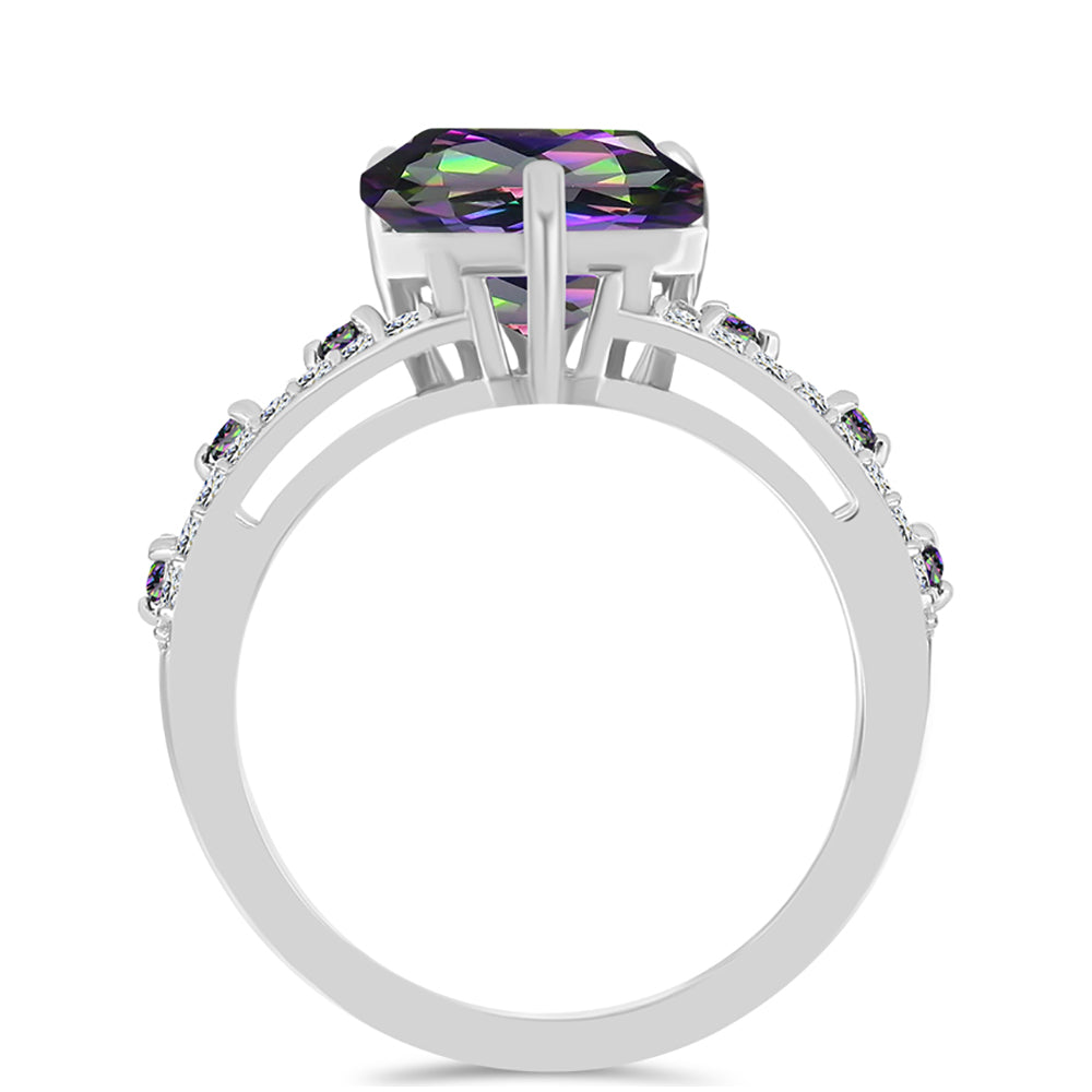 Anillo de Plata con Cuarzo Místico Verde de Brasil y Topacio Blanco 2 