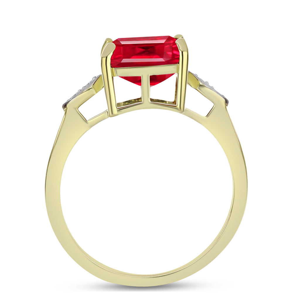 Anillo de Plata Bañada en Oro con Ágata Roja y Topacio Blanco