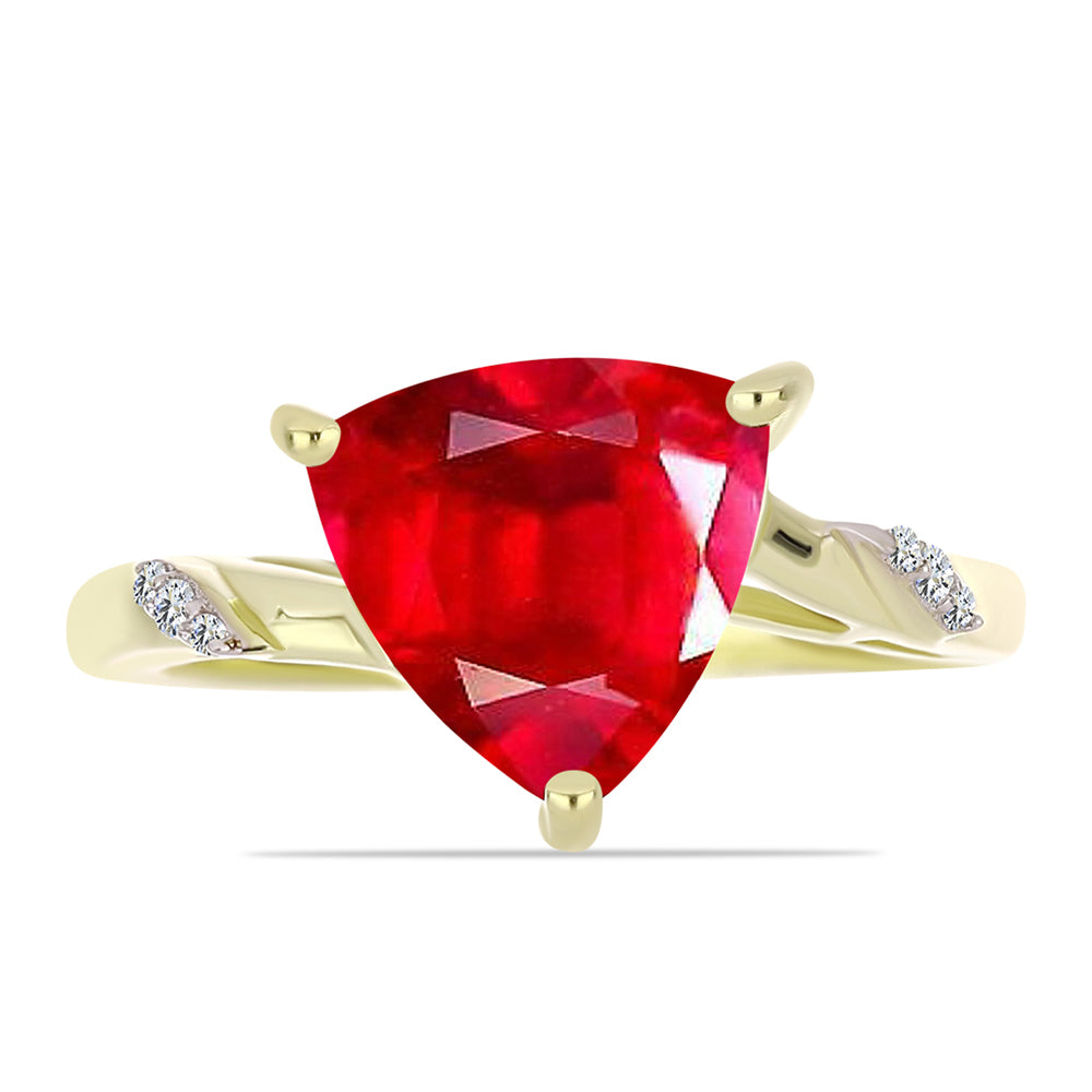 Anillo de Plata Bañada en Oro con Ágata Roja y Topacio Blanco 1 