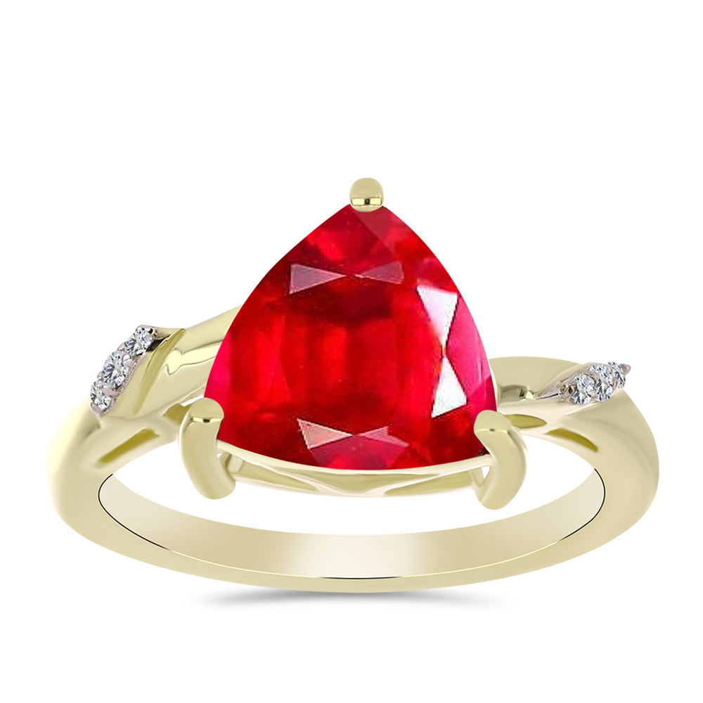 Anillo de Plata Bañada en Oro con Ágata Roja y Topacio Blanco